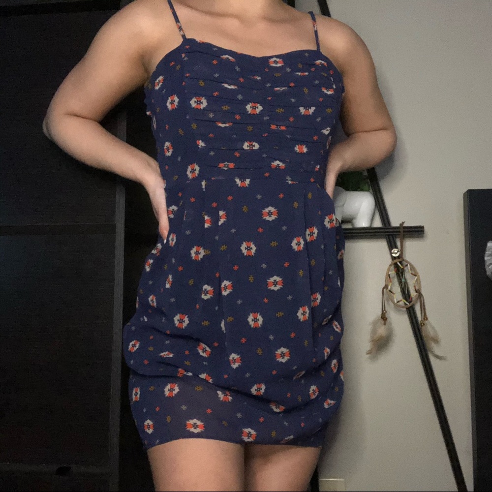 Patterned navy blue sundress